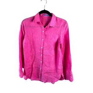 J. McLaughlin Pink Button Up Shirt  Size XS 100% Linen Long Sleeves